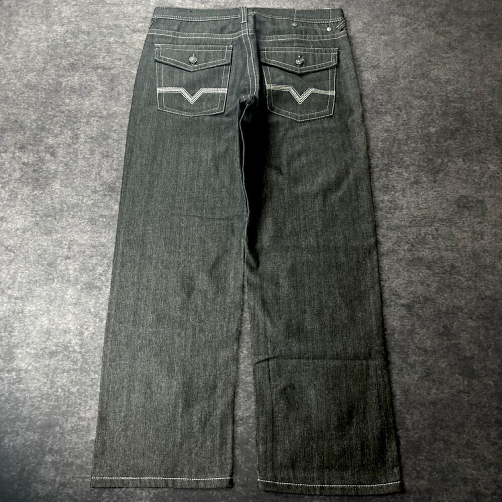 Vintage Y2K MECCA Men’s 38 Black Jeans Classic Fit Flap Pockets Grunge Hip Hop